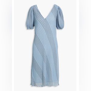 GANNI Women's Blue Pleated Striped Chiffon Dress - SIZE 4